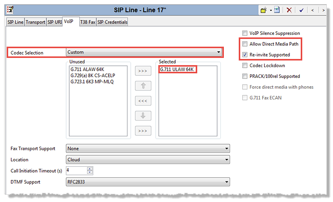 Avaya VOIP tab overview